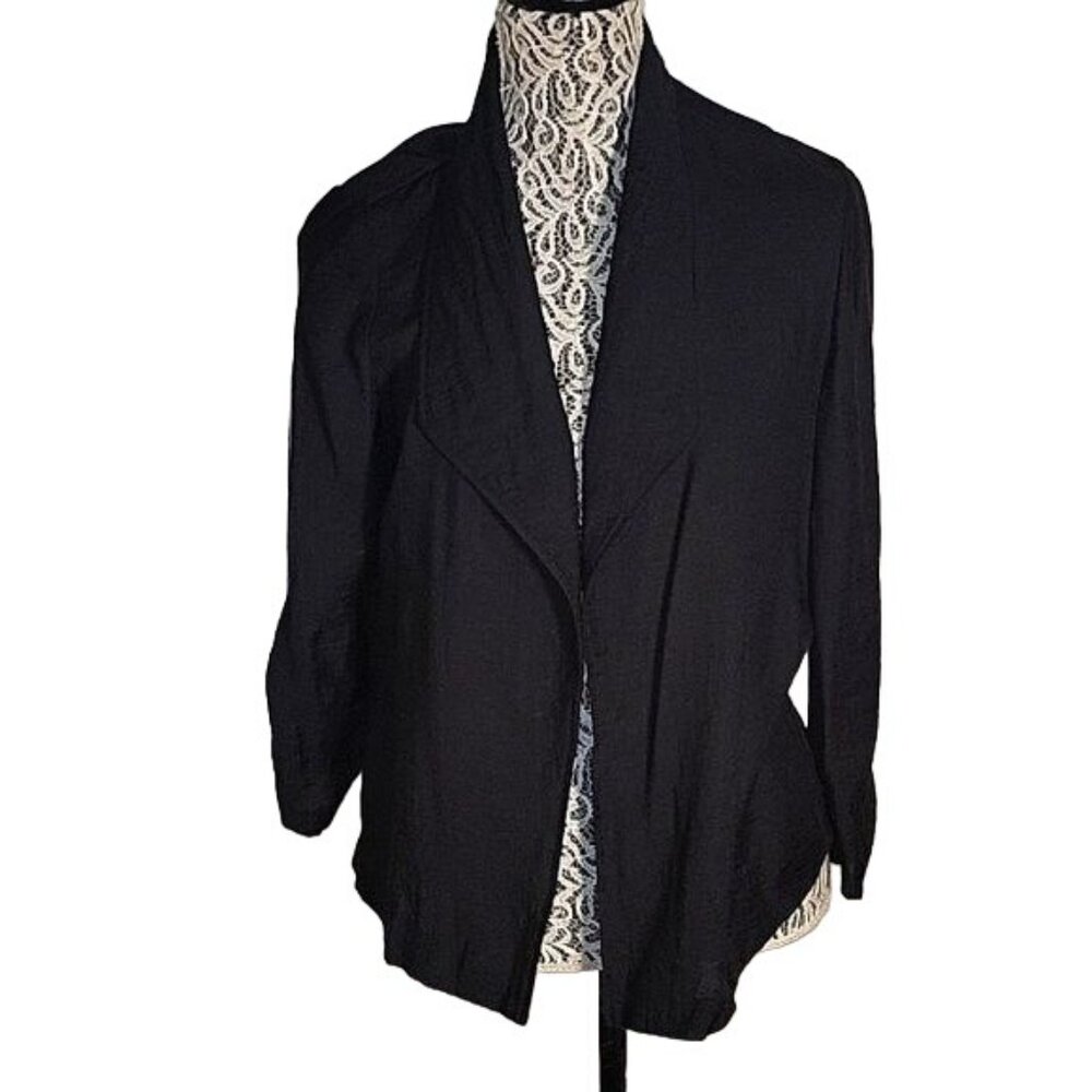 Chicos Womens Black Open-Front Blazer Jacket Size 1 Lightweight‎
